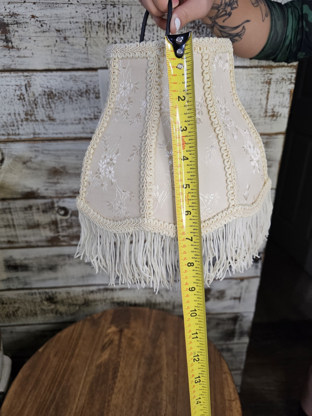 Vintage Beige Floral Fringe Lamp Shade - Picture 6 of 13